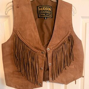 Hudson Jeans Tan Leather Fringe Vest